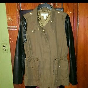 olive jacket with sleeves leather